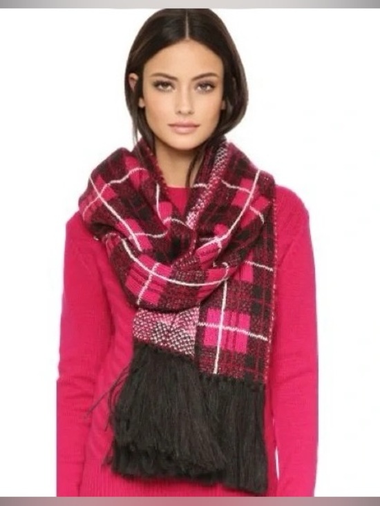 kate spade Accessories - NWT Kate Spade Pink and Black Plaid Woodland Scarf